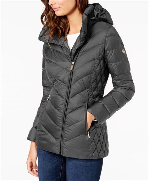 michael michael kors asymmetrical hooded packable puffer coat|Michael Kors puffer jacket packable.